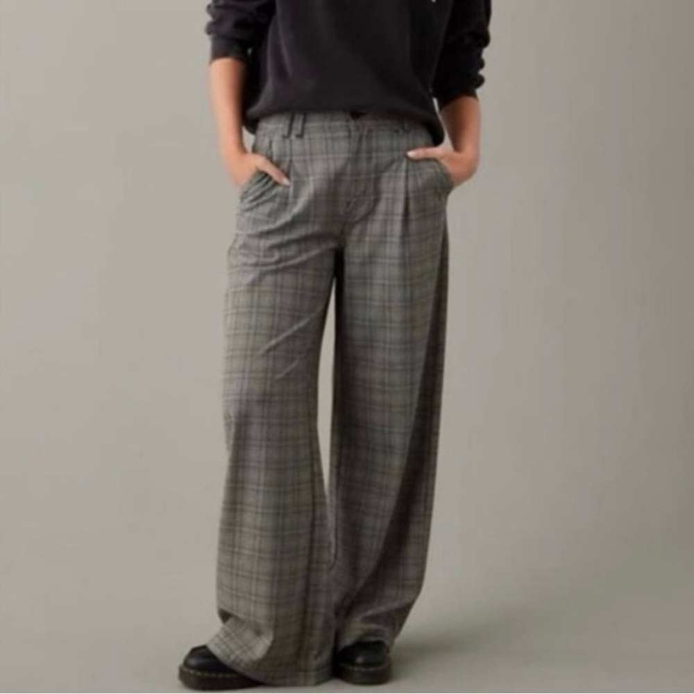 American Eagle Plaid Wide Leg Pants